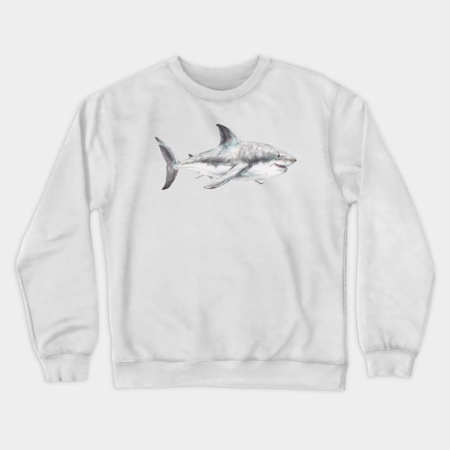 Happy Watercolor Shark Crewneck Sweatshirt by wanderinglaur